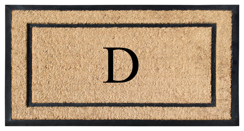 A1HC Rubber & Coir Large Outdoor Durable Monogrammed Doormat, 24"X39", Beige, D