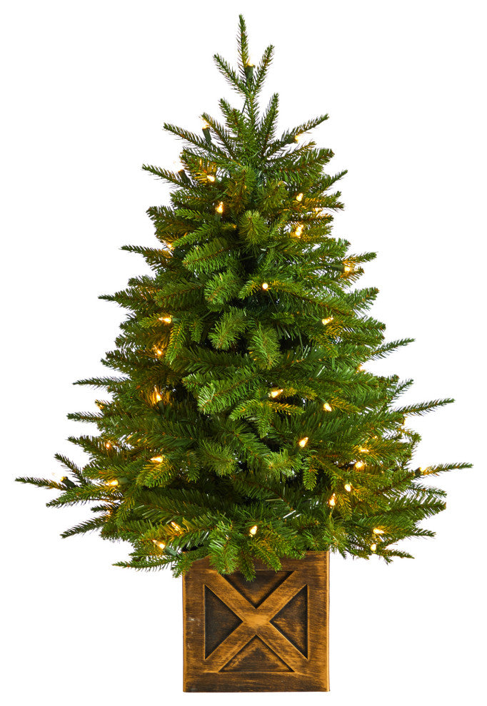 3' Finl&Fir Faux Xmas Tree, Planter W/272 Bendable Branches &50 White Lights