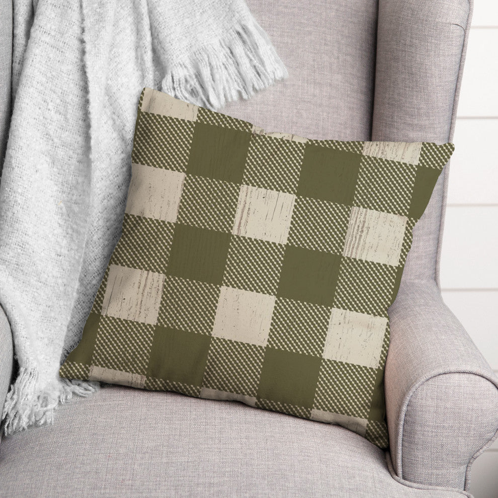 Green Buffalo Check 18x18 Spun Poly Pillow