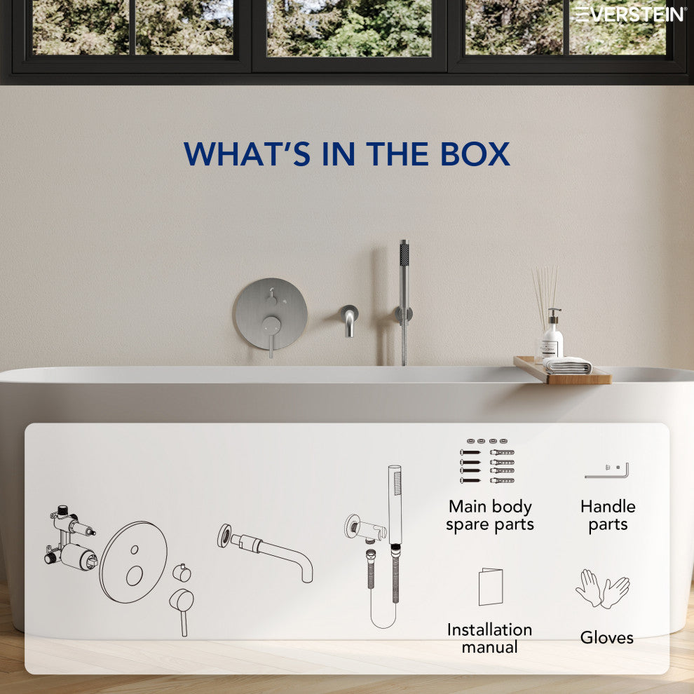 Wall-Mount Tub and Handheld Shower Faucet Set, Brushed Nickel