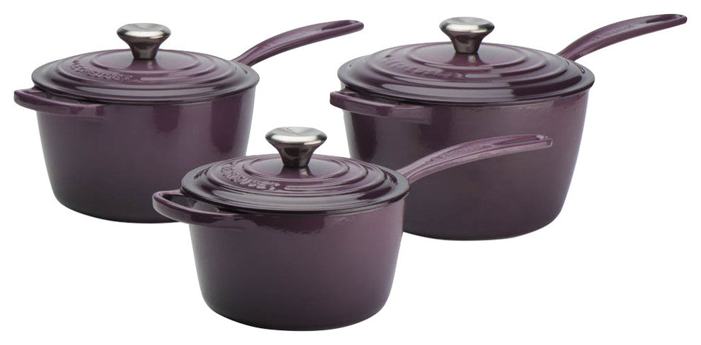 Le Ceruse Signature Cast Iron Saucepan Set, Cassis