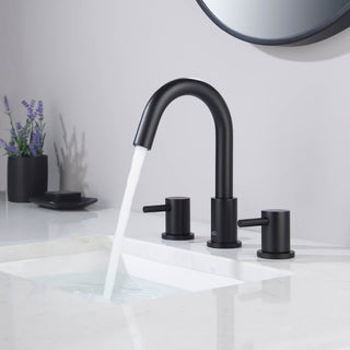 Circular Widespread Sink Faucet With Pop-Up Drain, Matte Black
