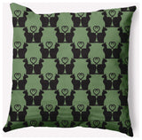 20" x 20" Cat Clowder Indoor/Outdoor Polyester Throw Pillow, Sage