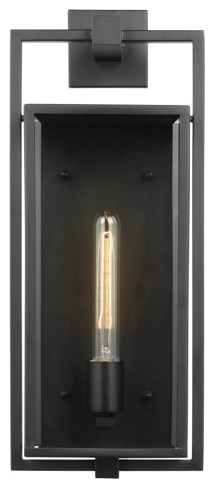 Exhibit 1-Light Large Wall Lantern, Matte Black/Clear Beveled Glass