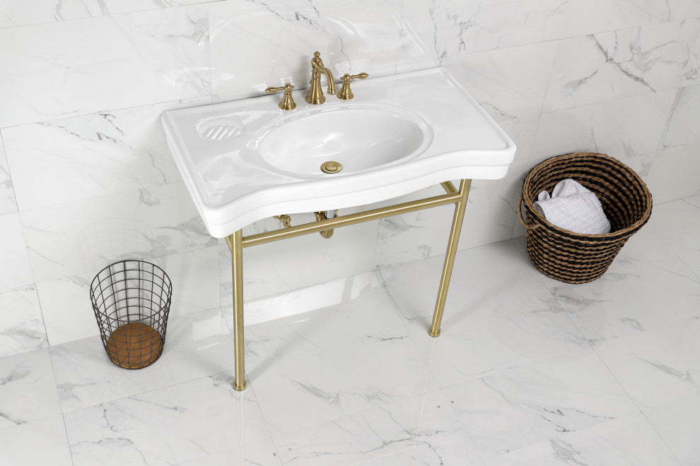 Fauceture VPB28140W87 36" Ceramic Console Sink, Legs