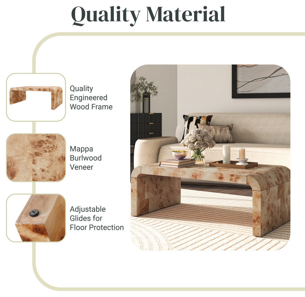 Adriel Burl Wood Coffee Table, Natural Burl