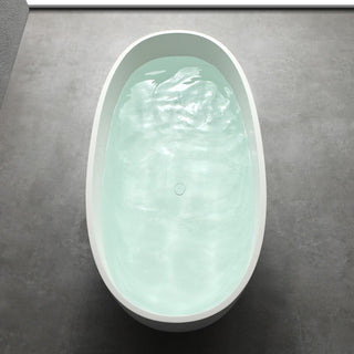 Stone Resin Solid Surface Freestanding Bathtub, White, 65"