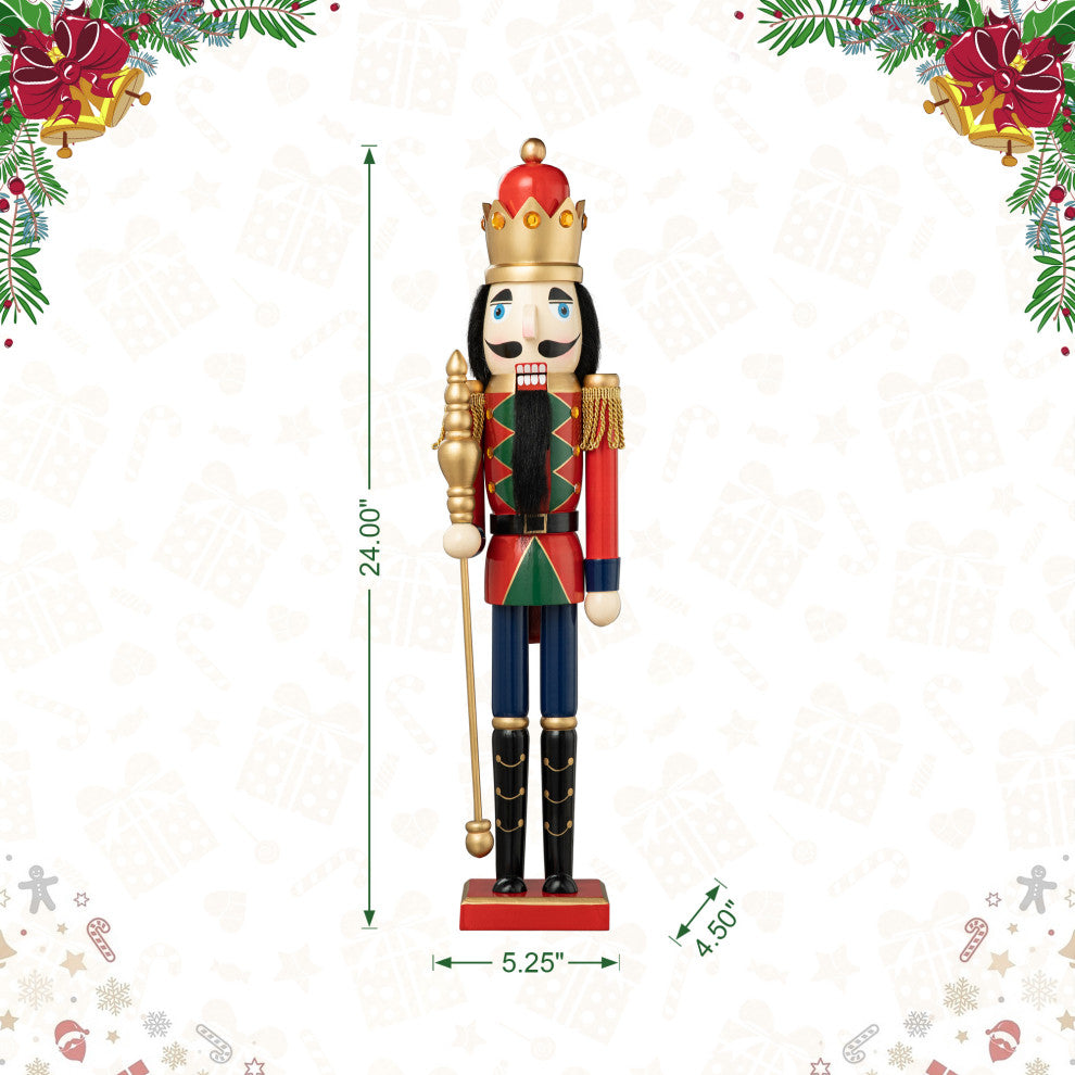24"H Wooden Christmas King Nutcracker