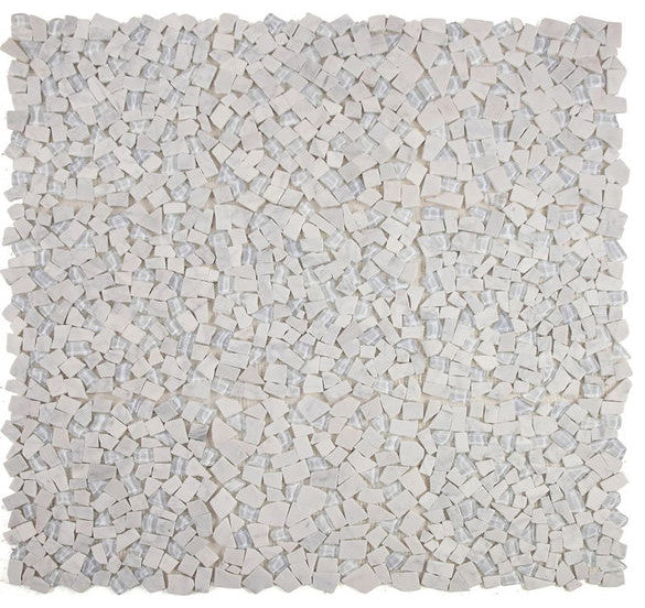 Carrara Marble & Glossy Glass Moasic Tile, Flooring Floors Walls, Carrara White