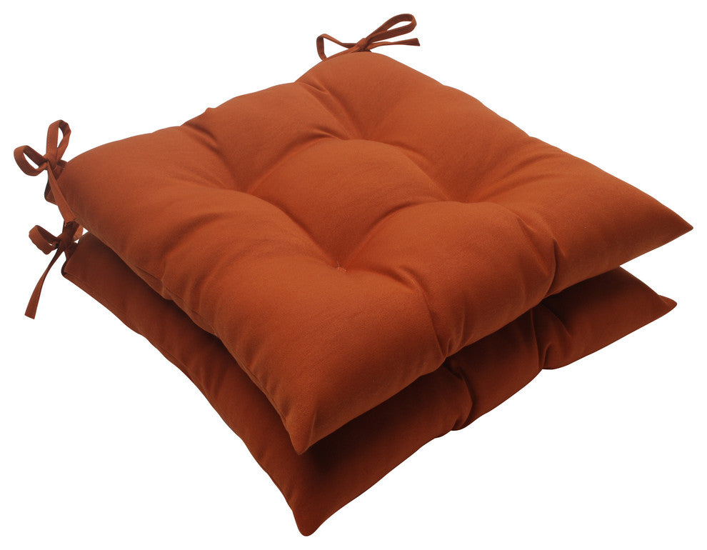 Cinnabar Burnt Orange Wrought Iron Seat Cushion, Set of 2