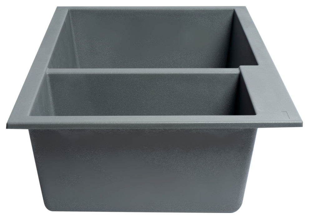 ALFI brand AB3319UM-T Titanium Double Undermount Granite Composite Kitchen Sink