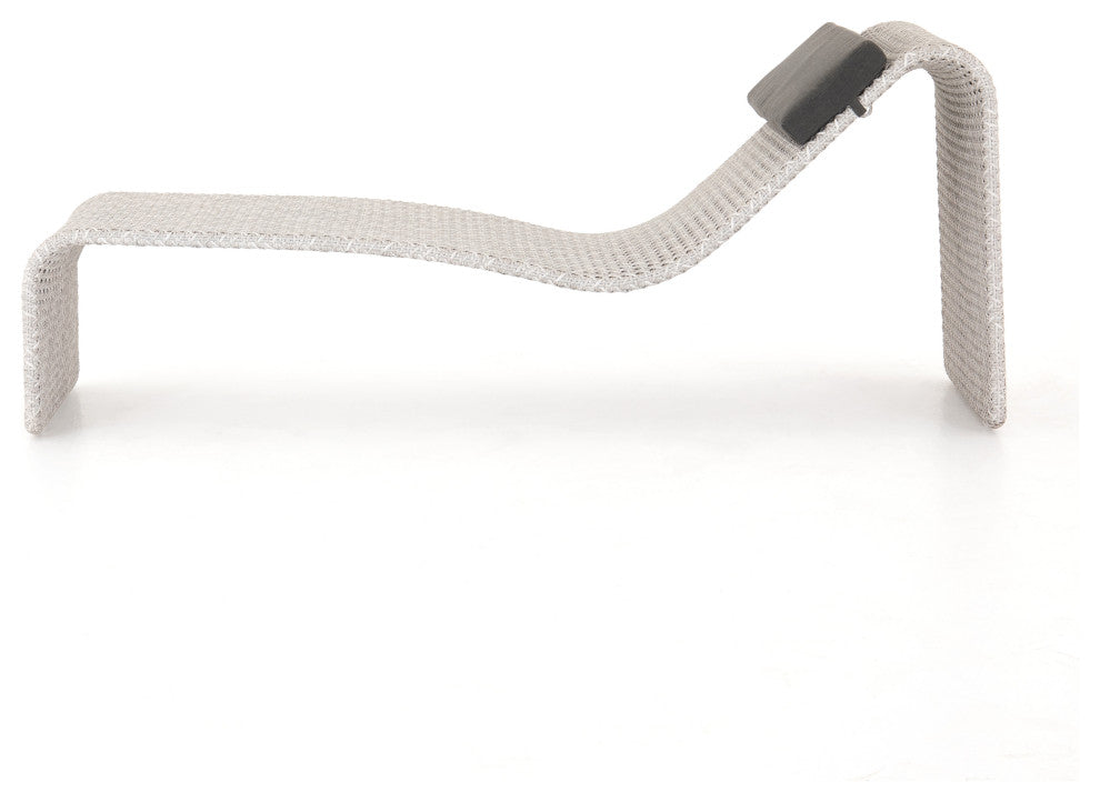 Paige Outdoor Woven Chaise Lounge-Grey