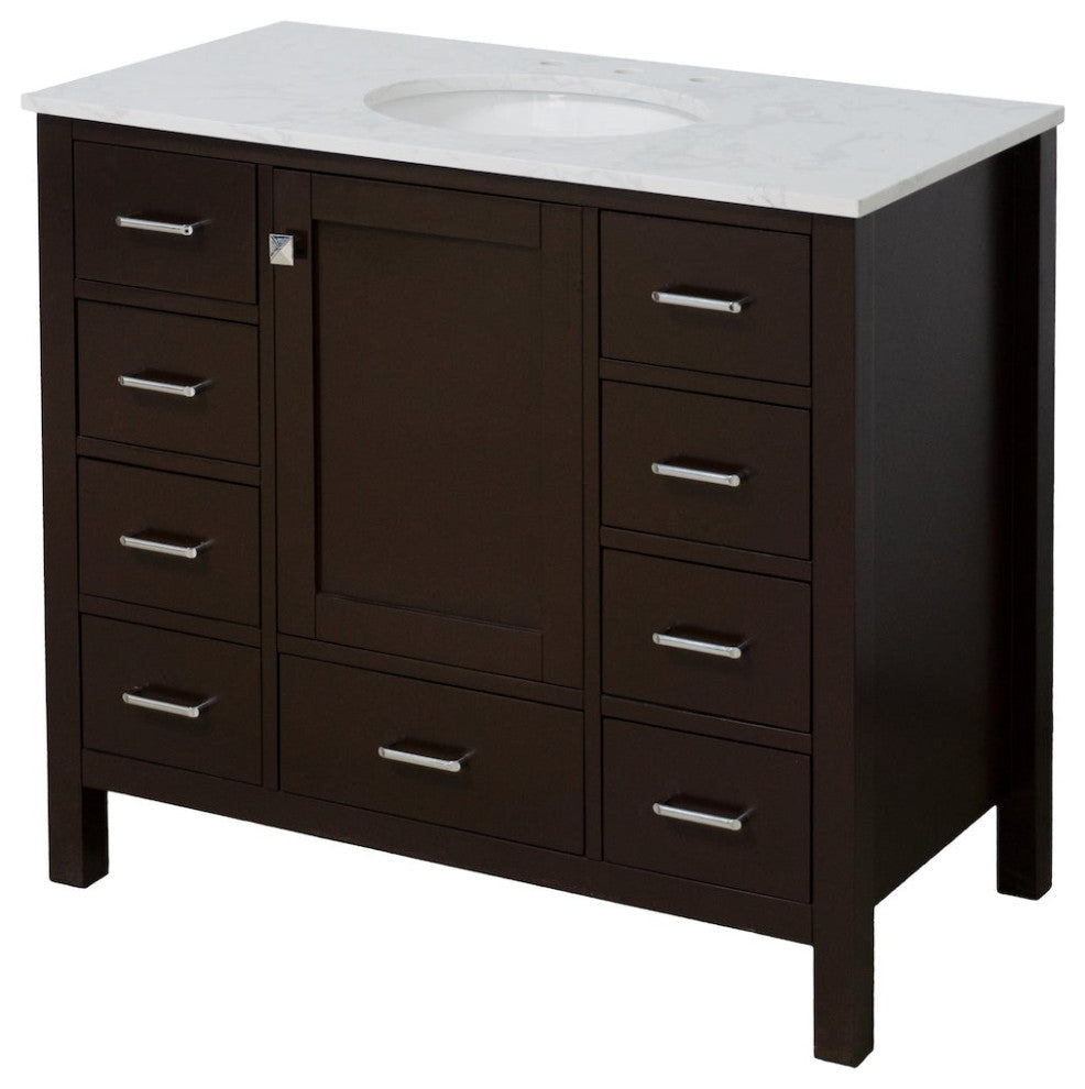 Horizon 42" Bathroom Vanity, Chocolate, Engineered Carrara