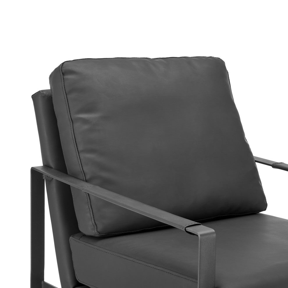 Bettina Lounge Chair, Black Leatherette With Matte Black Frame