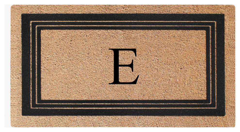 A1HC Natural Coir Monogrammed Triple Border Flock Durable Doormat, 18"x30", E