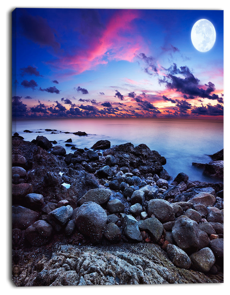 Full Moon Fantasy Seascape, Large Landscape Canvas Art, 30"x40"