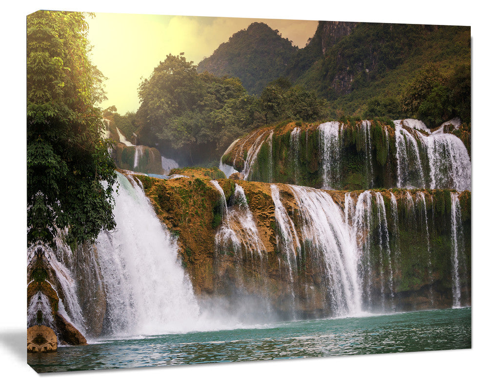 Beautiful Waterfall in Vietnam, Landscape Canvas Art Print, 60"x28"