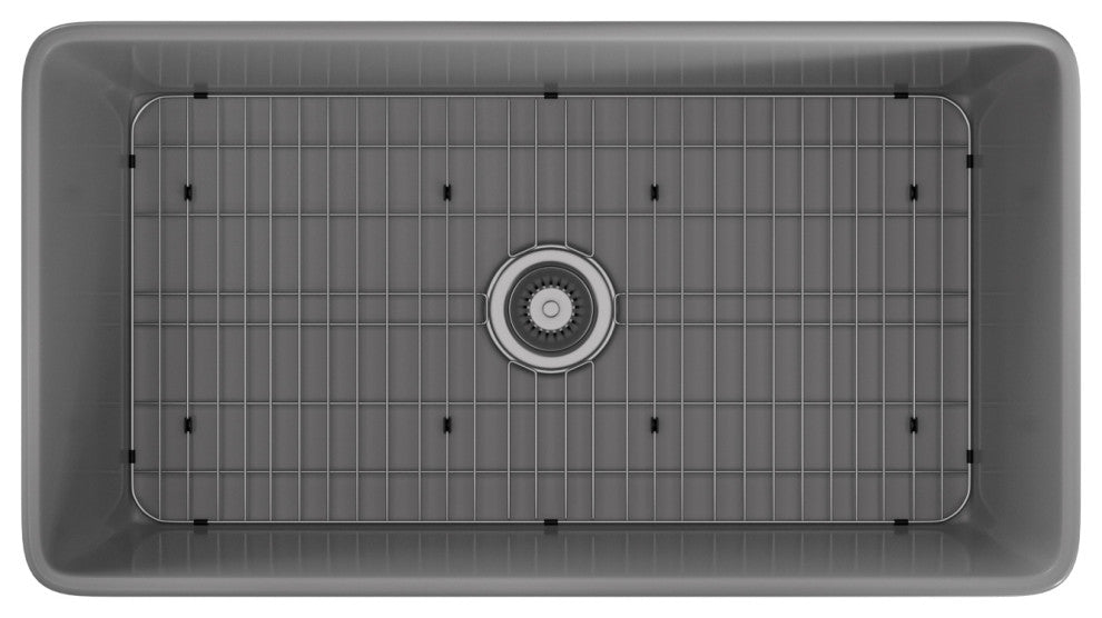 30in Single Bowl Farmhouse Apron Kitchen Sink with Bottom Grid and Strainers, 33