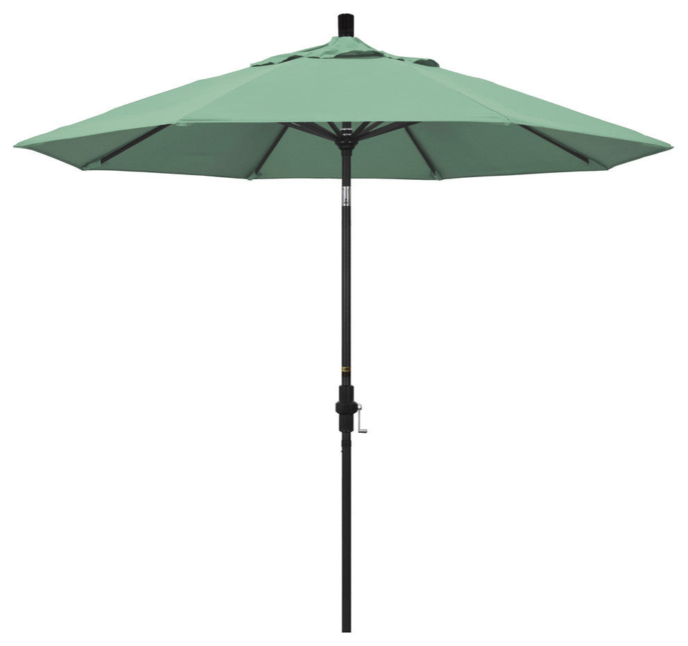9' Stone Black Collar Tilt Crank Aluminum Umbrella, Spa Pacifica