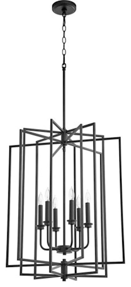 Quorum 688-6-69 Six Light Entry Pendant, Black Finish