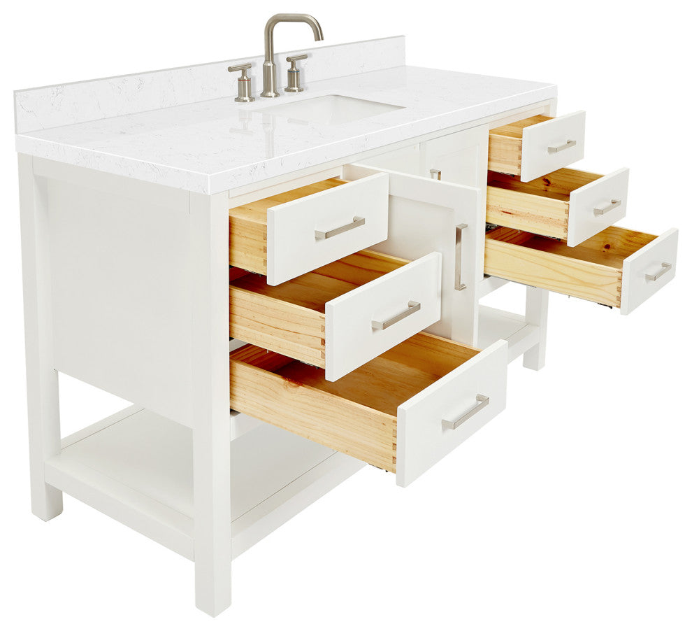 Ariel Magnolia 60" Single Rectangle Sink Vanity, Carrara Quartz