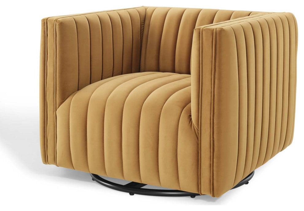 Tufted Armchair Accent Chair, Velvet, Brown, Modern, Living Lounge Hospitality