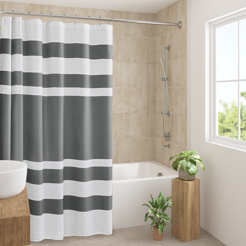 Madison Park Spa Waffle Shower Curtain With 3M Treatment