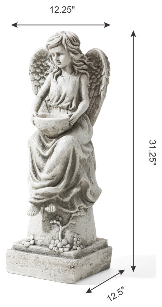 31.25"H MGO Angel Garden Statue With a Birdbath