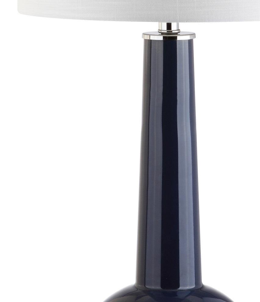 Hope 31" Glass Table Lamp, Navy With Crystal Base, Navy
