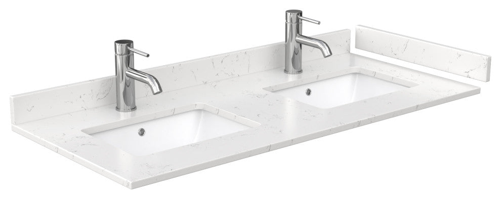 Beckett 48" Dark Blue Double Vanity, Carrara Cultured Marble Top, Nickel Trim