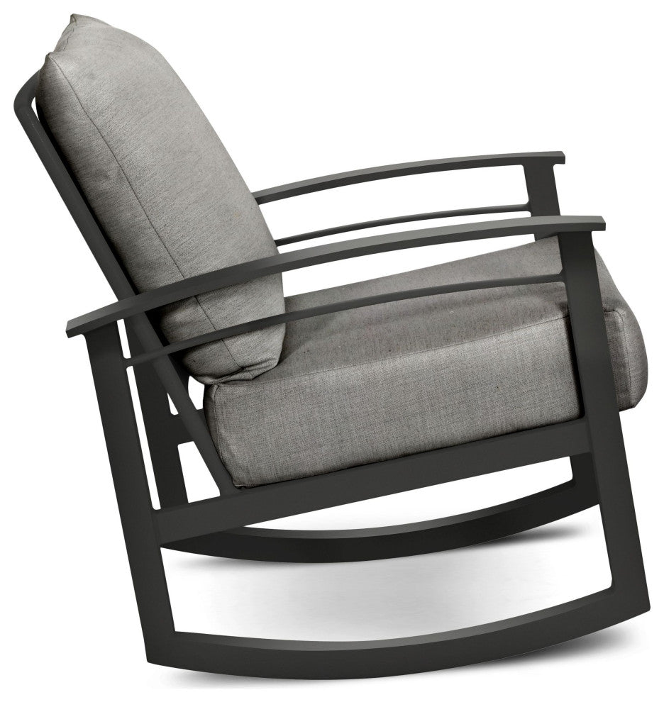 Stanford Cushion Rocking Lounge Chair, Textured Pewter