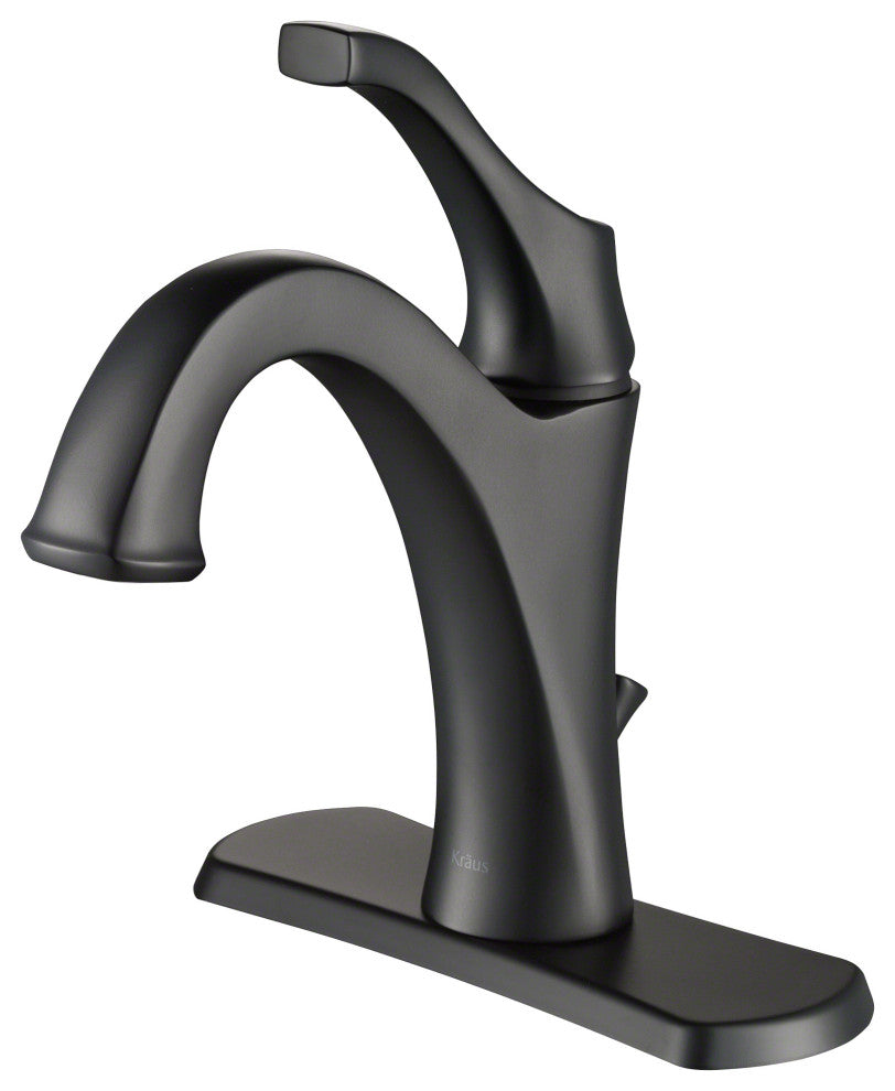 Arlo Single Handle 1-Hole Bathroom Basin Faucet, Lift Rod Drain, Matte Black