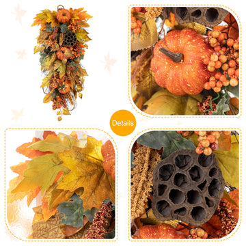 25"H Fall Pumpkin Leaf Swag