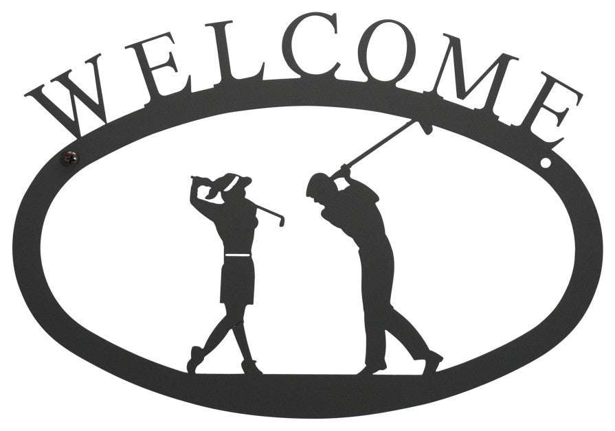 Welcome Sign, Small, Two Golfers