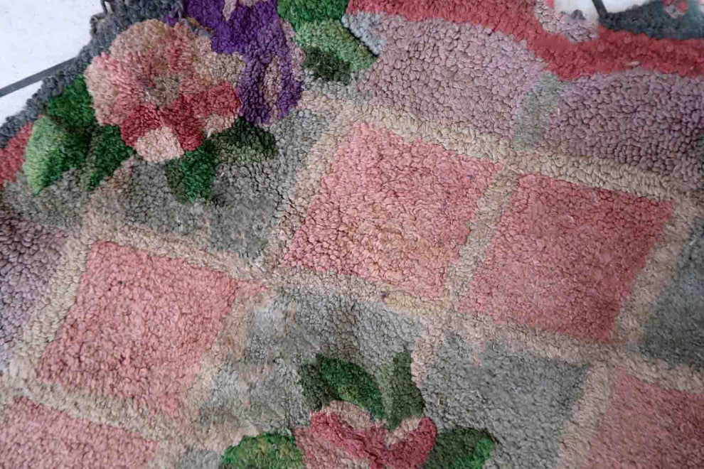 Handmade Vintage American Hooked Rug 2.9'x3.7', 90cmx115cm 1960s