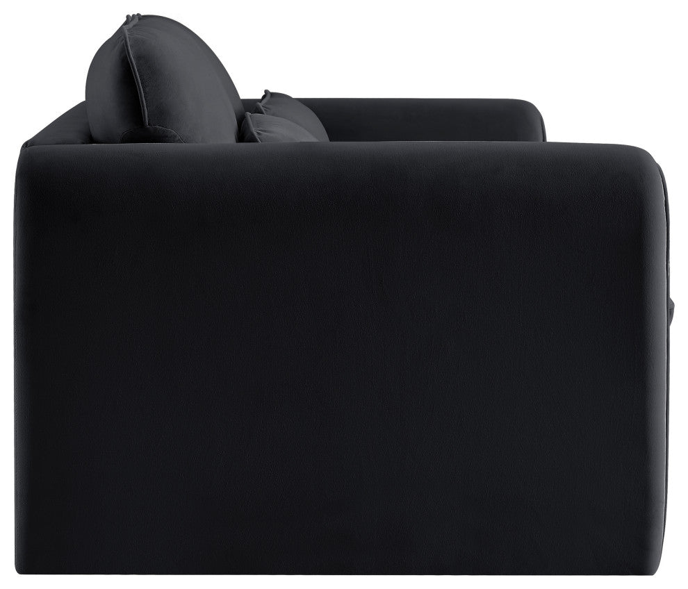 Sloan Black Velvet Fabric Loveseat