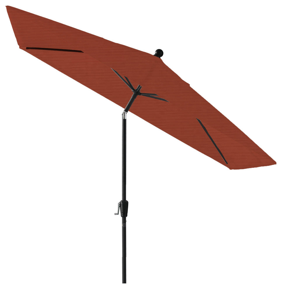 Pismo Dawn 9'x7' Rectangular Premium Push Tilt Market Umbrella, Black Frame, Ter