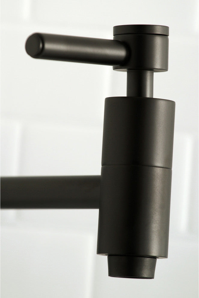Kingston Brass Wall Mount Pot Filler Kitchen Faucet, Matte Black