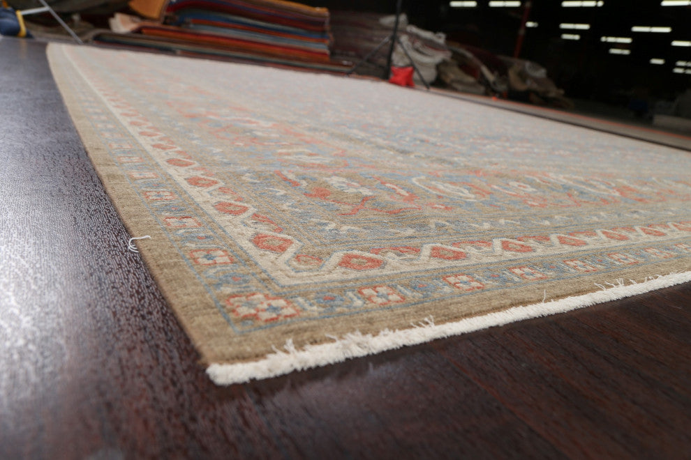 Silver Washed Geometric Ziegler Turkish Oriental 10x13 Area Rug Wool Carpet