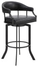 Pharaoh Swivel 30 Black Powder Coated and Black Faux Leather Metal Bar Stool