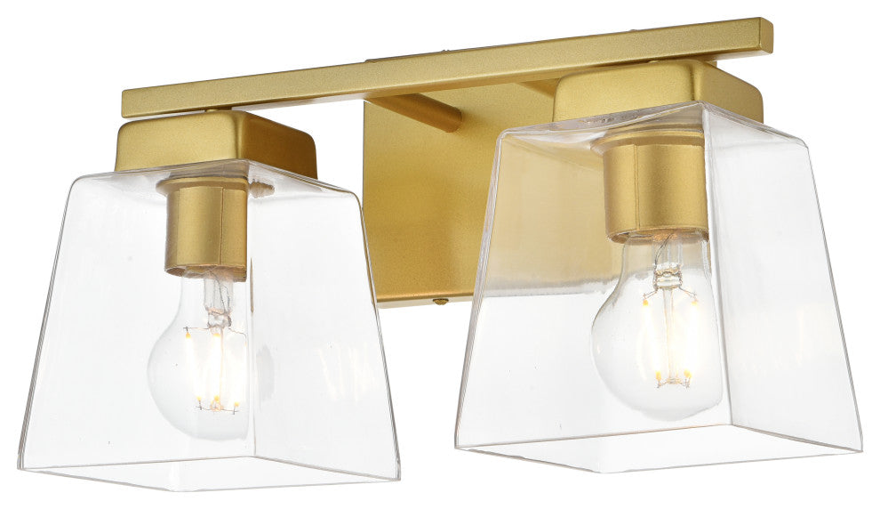 2 Light Brass And Clear Bath Sconce