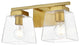 2 Light Brass And Clear Bath Sconce