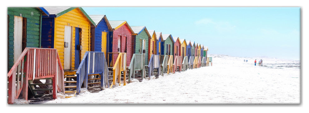Bathing Beach Boxes 12x36 Canvas Wall Art