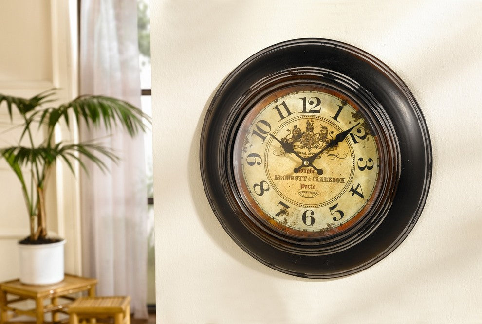 Antique Reproduction Paris Perfumers Wall Clock, Battery Operated