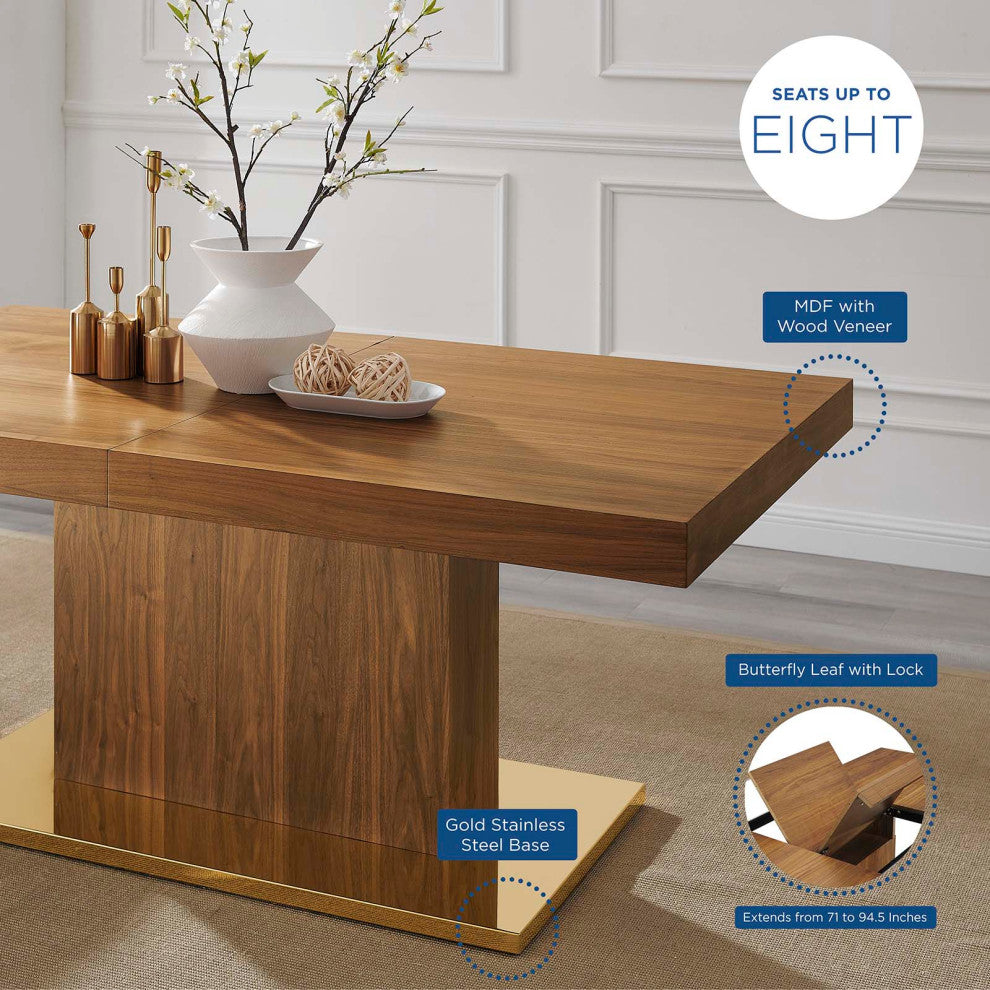 Vector Expandable Dining Table Walnut Gold
