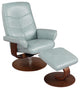HomeRoots Contemporary Light Blue Swivel Recliner and Ottoman Set