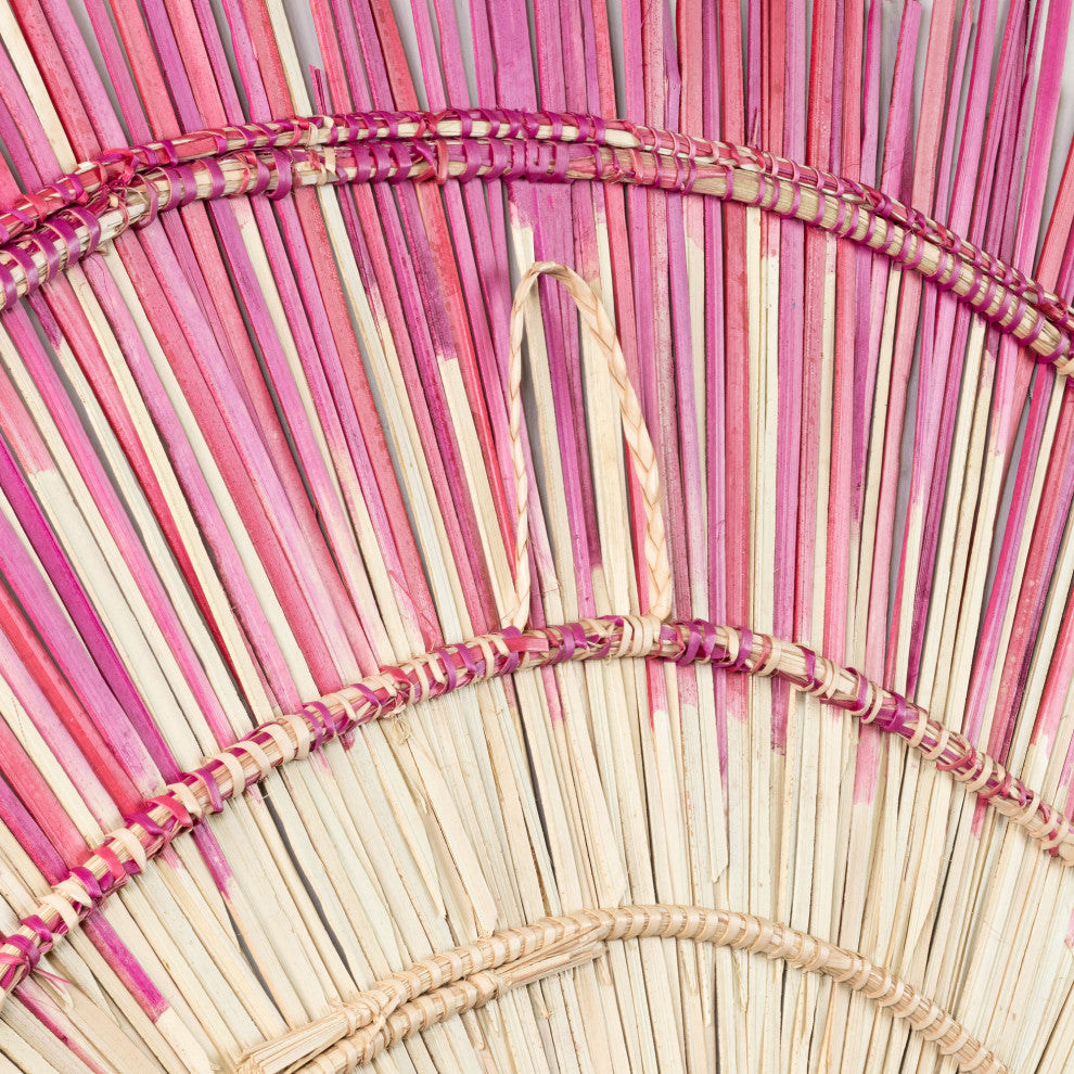 Global Crafts Sun Circle Wall Decor, Artisan Crafted, Malawi, Pink Burst