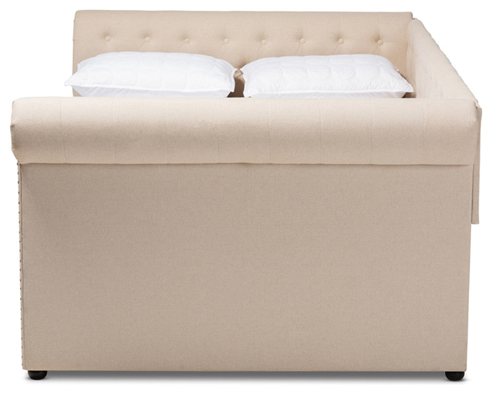 Beige Fabric Upholstered Full Size Daybed