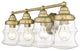 4 Light 31" Bath Vanity Light, Antique Brass With Clear Glass