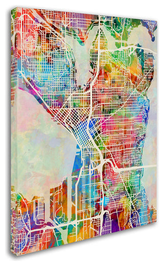 'Seattle, Washington Street Map' Canvas Art by Michael Tompsett